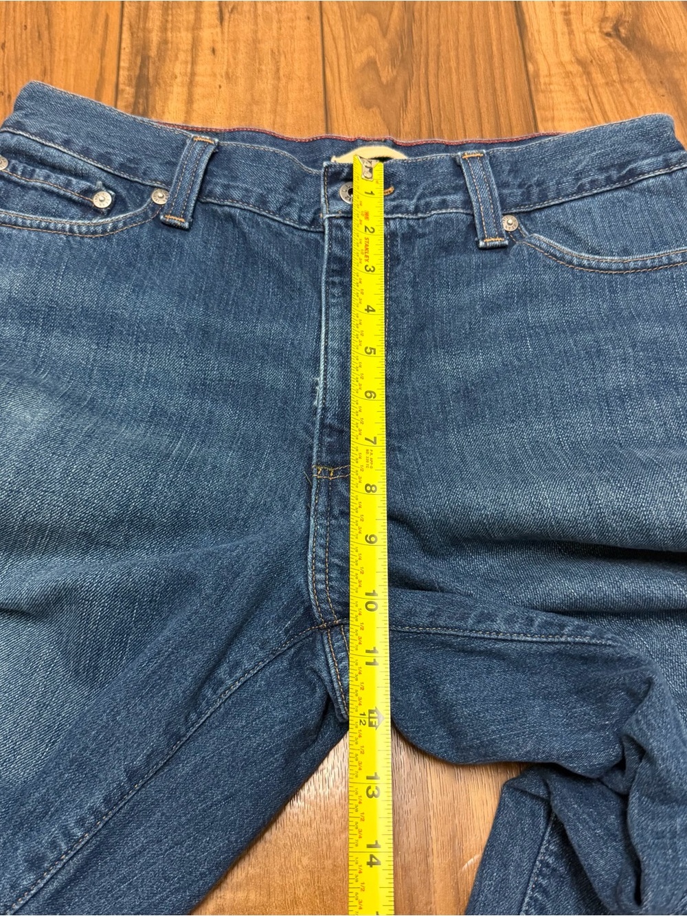 LL Bean Classic Fit Flannel Lined Jeans Blue Denim Medium Wash Mens 32x31 505661 - Picture 10 of 14